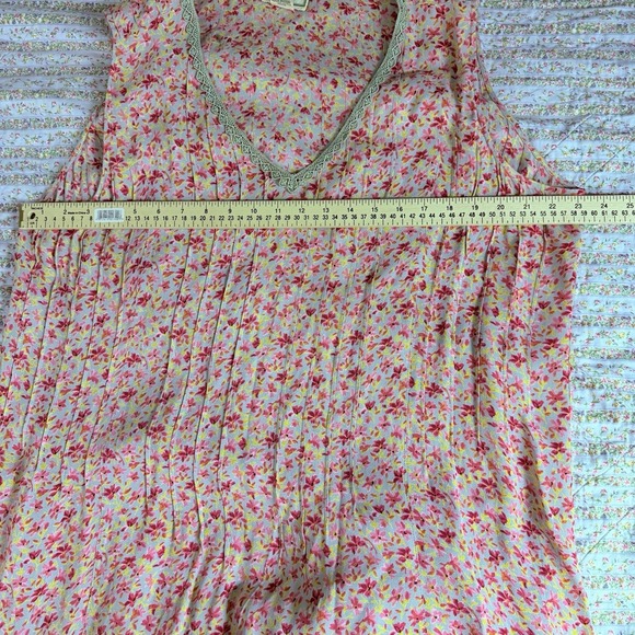 April Cornell Floral Rayon Maxi Dress Pink Yellow Sleeveless Vintage XXL - Picture 7 of 8